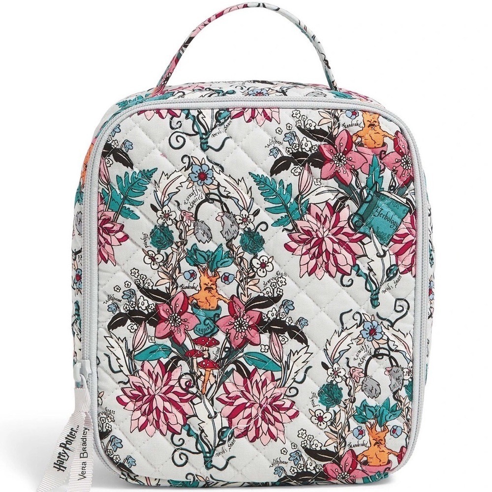 Vera Bradley Harry Potter Lunch Bag Kids OS White Herbology Quilted Floral Zip